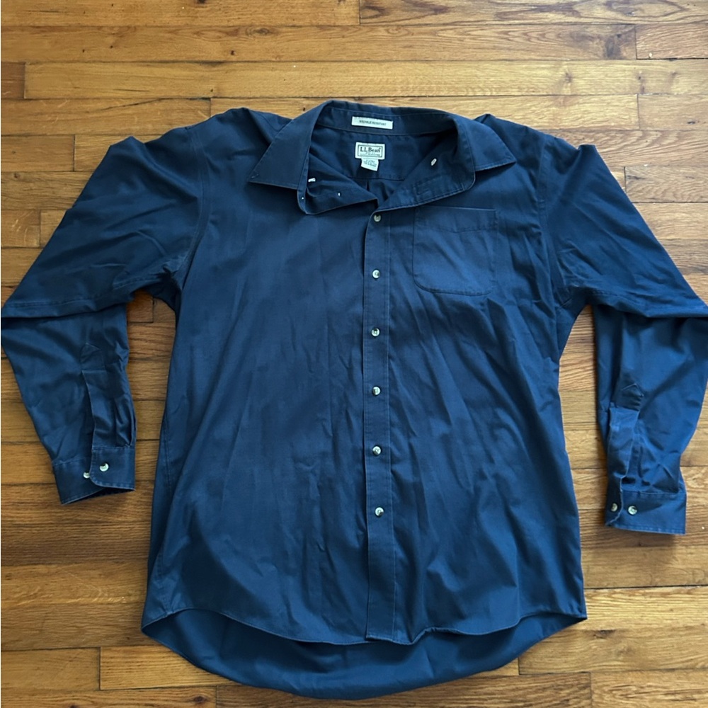 LL Bean Blue Casual Button Down Shirt #30
